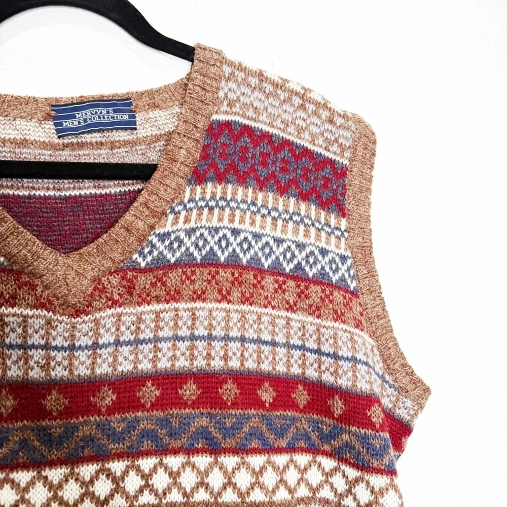Mervyn’s Wool Fairisle Sweater Vest Large Grandpa